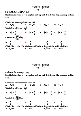 Kiểm tra 45 phút - Đại số 7
